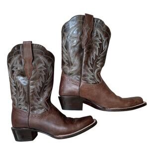 JB Dillon Reserve 9.5B Leather Cowboy Boots | Brown, Handmade in Mexico